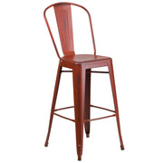 Flash Furniture Bar Stool, 18" Wide - Distressed Kelly Red