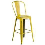 Flash Furniture Bar Stool, 18" Wide - Distressed Yellow