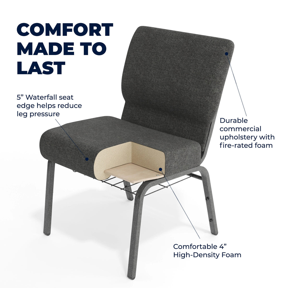 Flash Furniture FD-CH0221-4-GV Church Chair, 21" Wide - photo 4