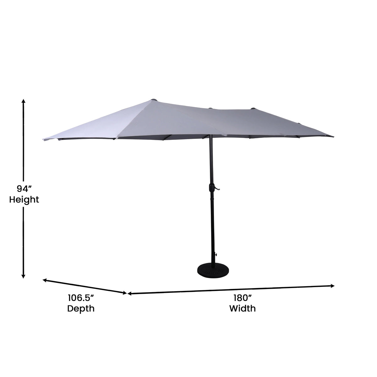 Flash Furniture GM-WL-UU021-GRY-GG Elizabeth Polyester Umbrella, 15' Wide, Gray - photo 4