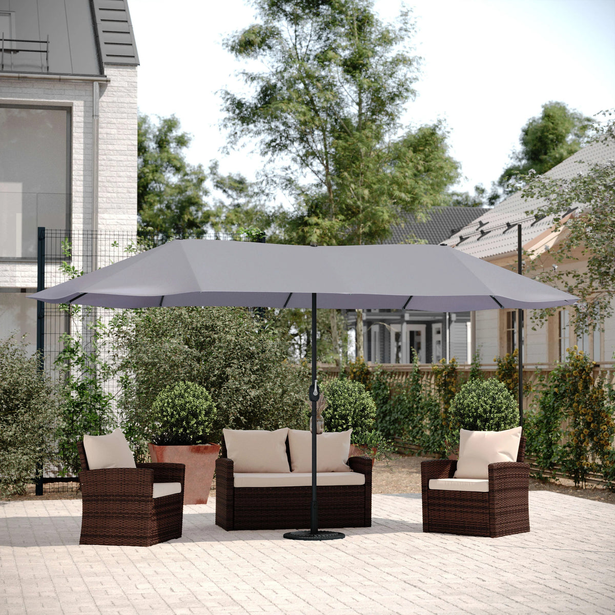Flash Furniture GM-WL-UU021-GRY-GG Elizabeth Polyester Umbrella, 15' Wide, Gray - photo 5