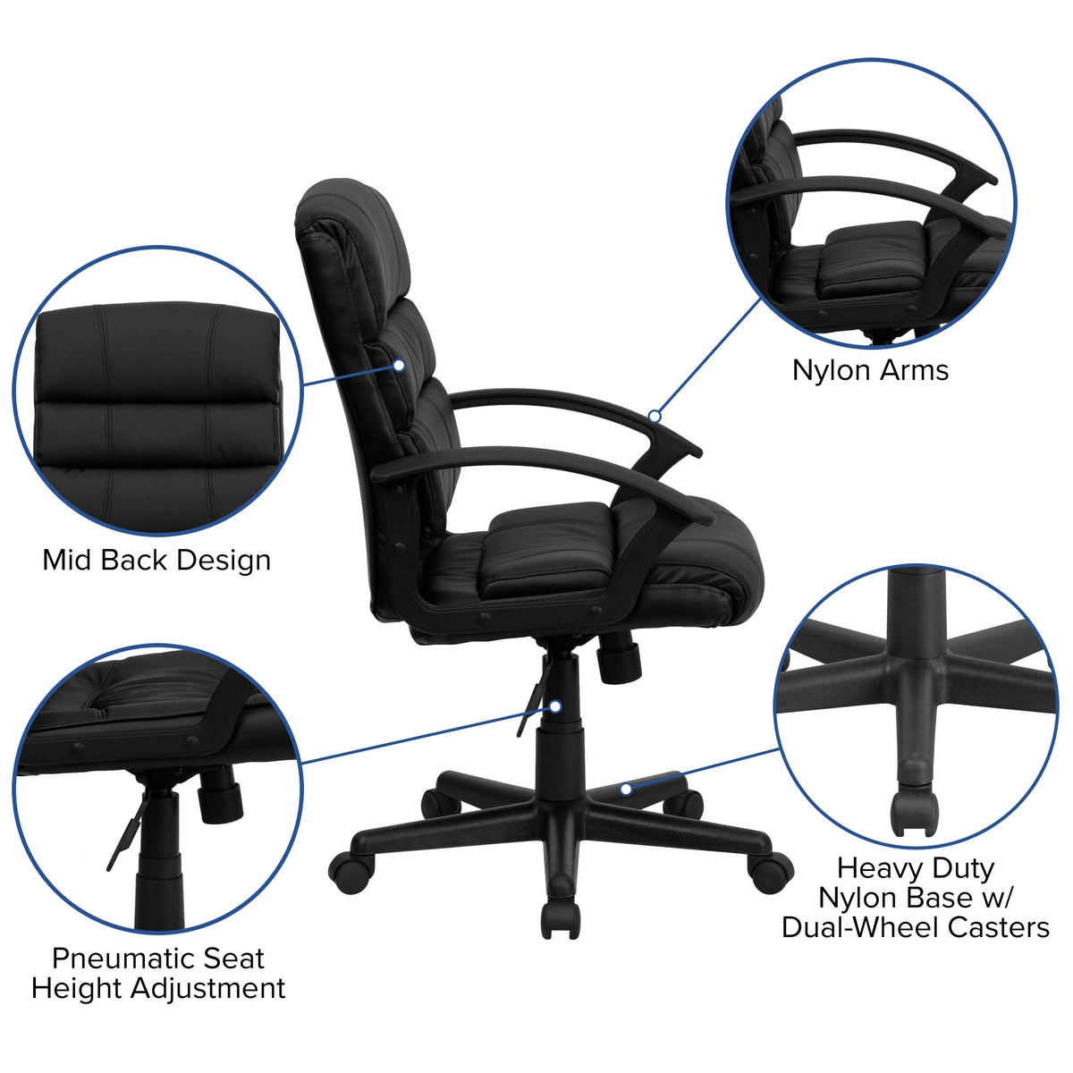 Flash Furniture GO-1004-BK-LEA-GG Office Chair, 26 1/2" Wide, Black - photo 5