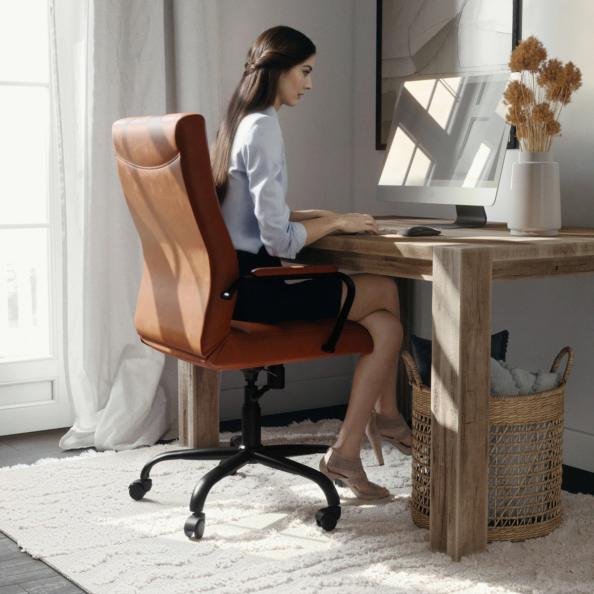 Flash Furniture GO-2286H-WH Leather Office Chair, 26" Wide, White - photo 3