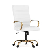 Flash Furniture GO-2286H-WH Leather Office Chair, 26" Wide, White - Gold