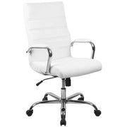 Flash Furniture GO-2286H-WH Leather Office Chair, 26" Wide, White - Chrome