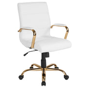 Flash Furniture GO-2286M-WH Leather Office Chair, 23" Wide, White - Gold