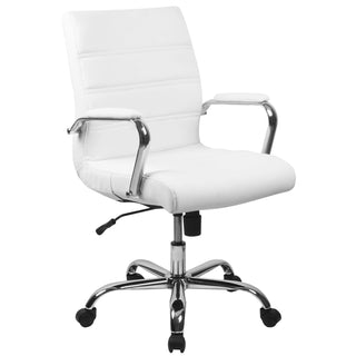 Flash Furniture GO-2286M-WH Leather Office Chair, 23" Wide, White - Chrome