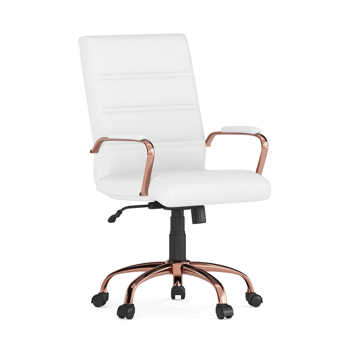 Flash Furniture GO-2286M-WH Leather Office Chair, 23" Wide, White - Rose Gold
