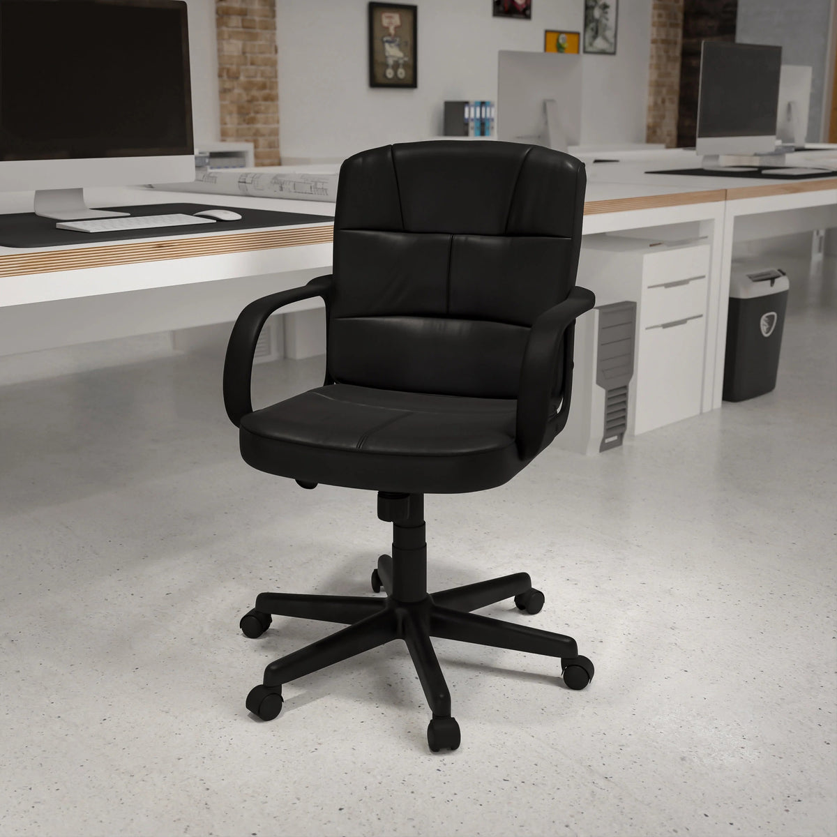 Flash Furniture GO-228S-BK-LEA-GG Office Chair, 25" Wide, Black - photo 2
