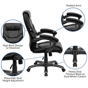 Flash Furniture GO-724H-BK-LEA-GG Office Chair, 27" Wide, Black - photo 3