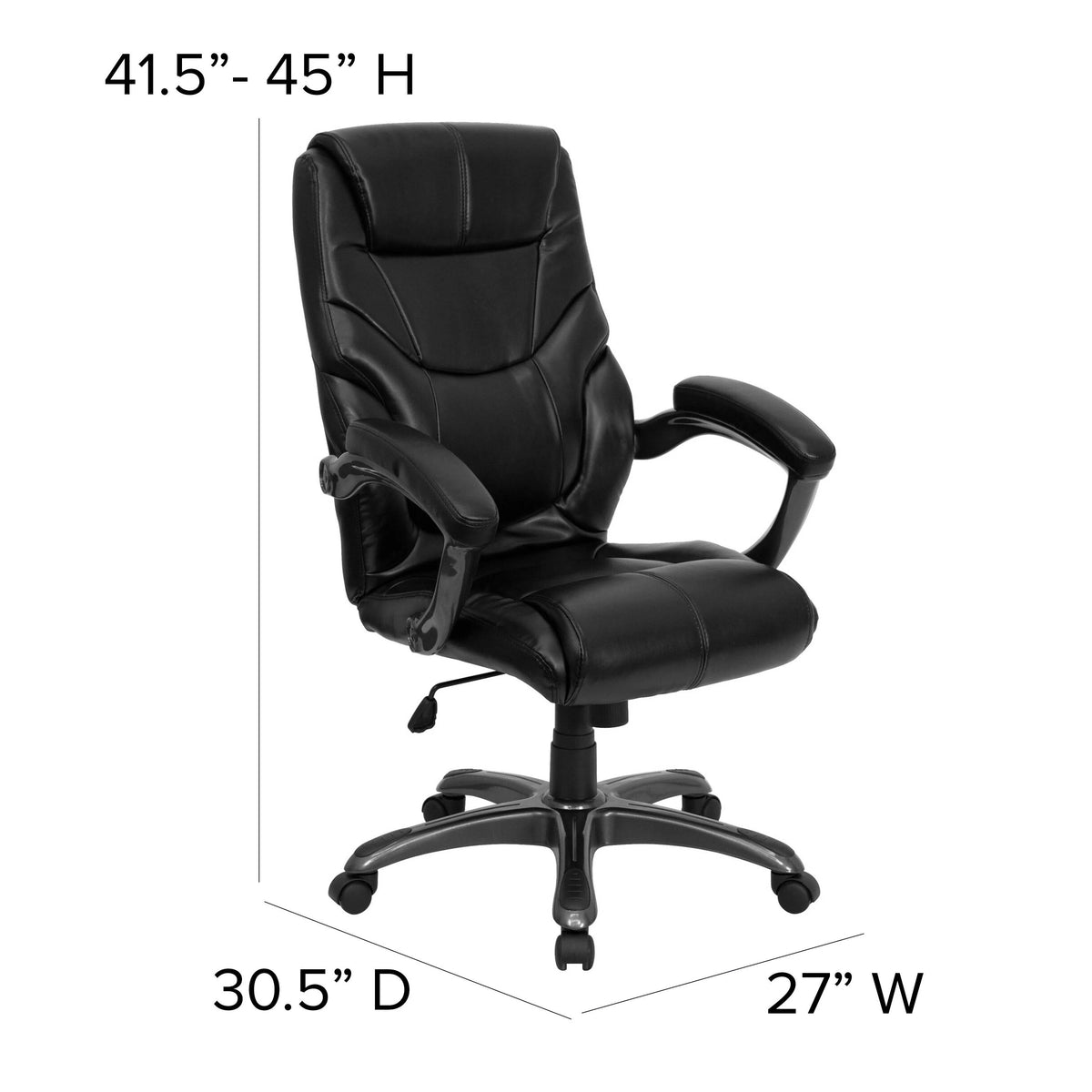 Flash Furniture GO-724H-BK-LEA-GG Office Chair, 27" Wide, Black - photo 4