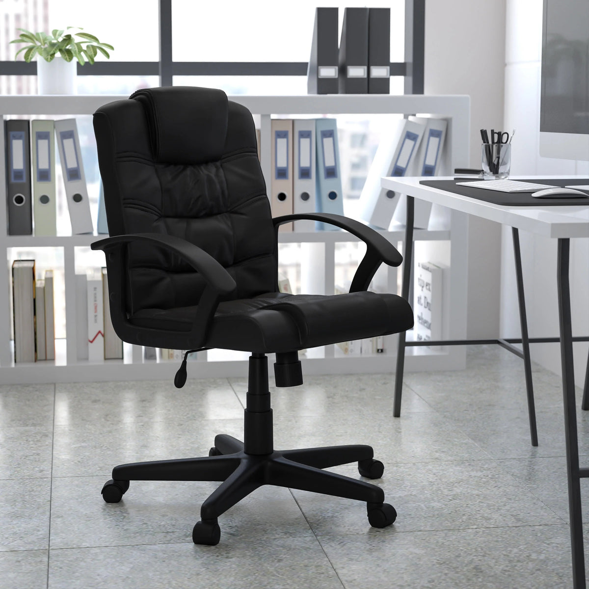 Flash Furniture GO-937M-BK-LEA-GG Office Chair, 26 1/2" Wide, Black - photo 2