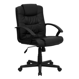 Flash Furniture GO-937M-BK-LEA-GG Office Chair, 26 1/2" Wide, Black - Default Title