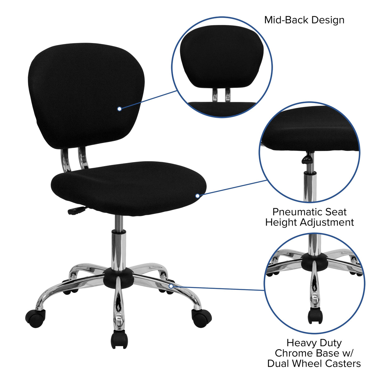 Flash Furniture H-2376-F-BK-GG Mesh Office Chair, 23 1/2" Wide, Black - photo 3