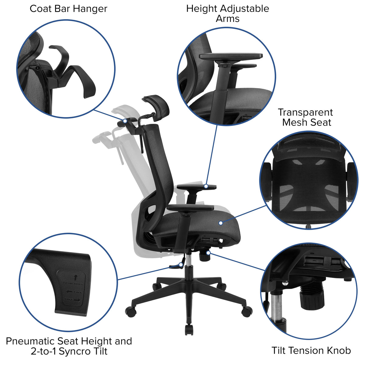 Flash Furniture H-2809-1KY-BK-GG Layla Office Chair, 27" Wide, Black - photo 3