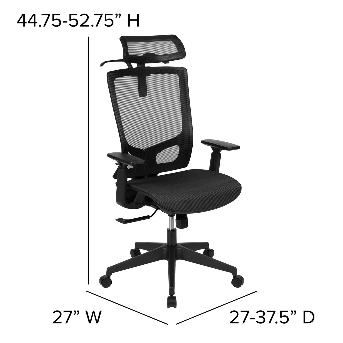 Flash Furniture H-2809-1KY-BK-GG Layla Office Chair, 27" Wide, Black - photo 4