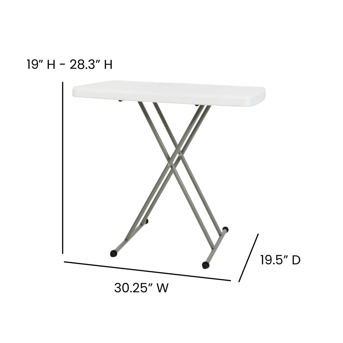 Flash Furniture DAD-YCZ-76X-GW-GG Folding Table, 19 1/2" x 30 1/4", White - photo 4