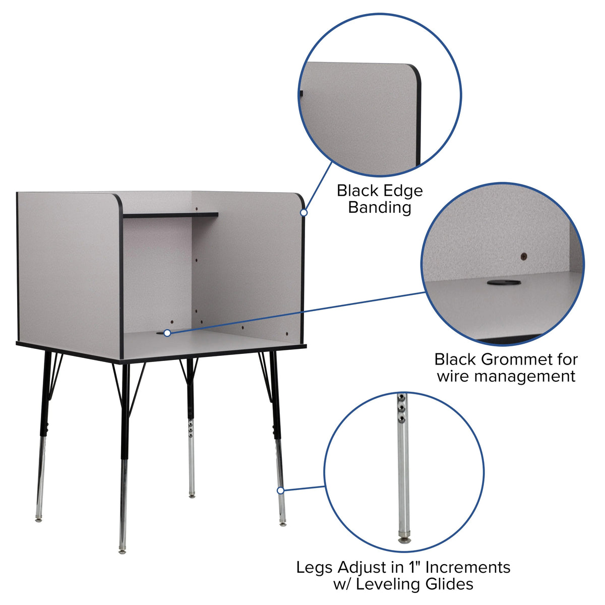 Flash Furniture MT-M6221-SGLSC Laminate Carrel, 35 3/4" Wide - photo 7