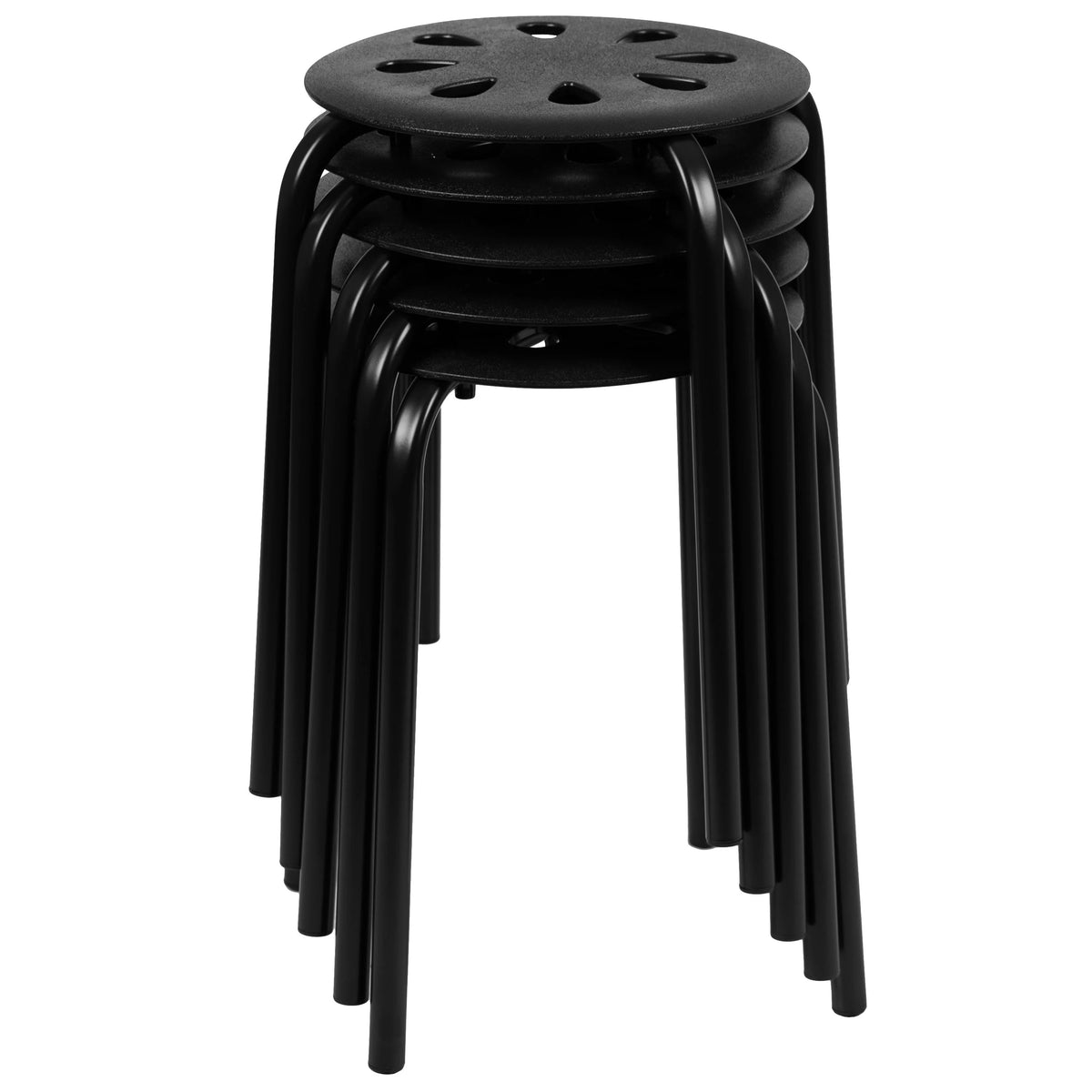 Flash Furniture LE-S1 Bailey Stool Set, 16 1/2" Wide, 5/Set - Black