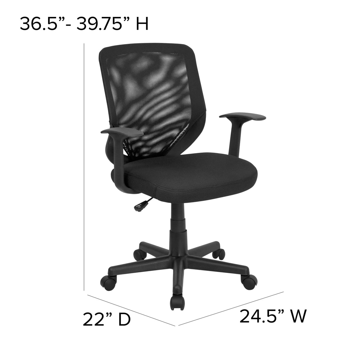 Flash Furniture LF-W-95A-BK-GG Office Chair, 24 1/2" Wide, Black - photo 4