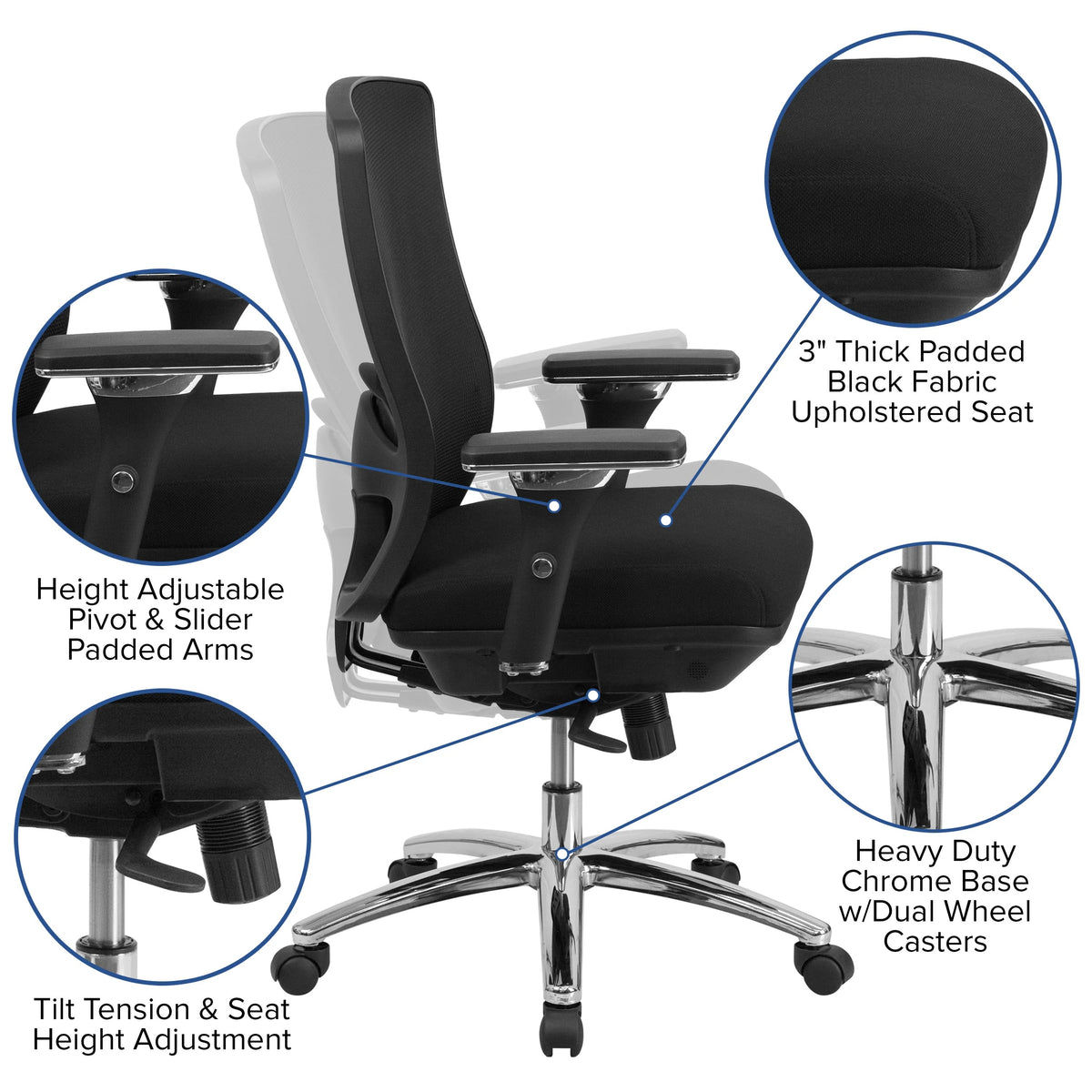 Flash Furniture LQ-2-BK-GG Office Chair, 27 3/4" Wide, Black - photo 3