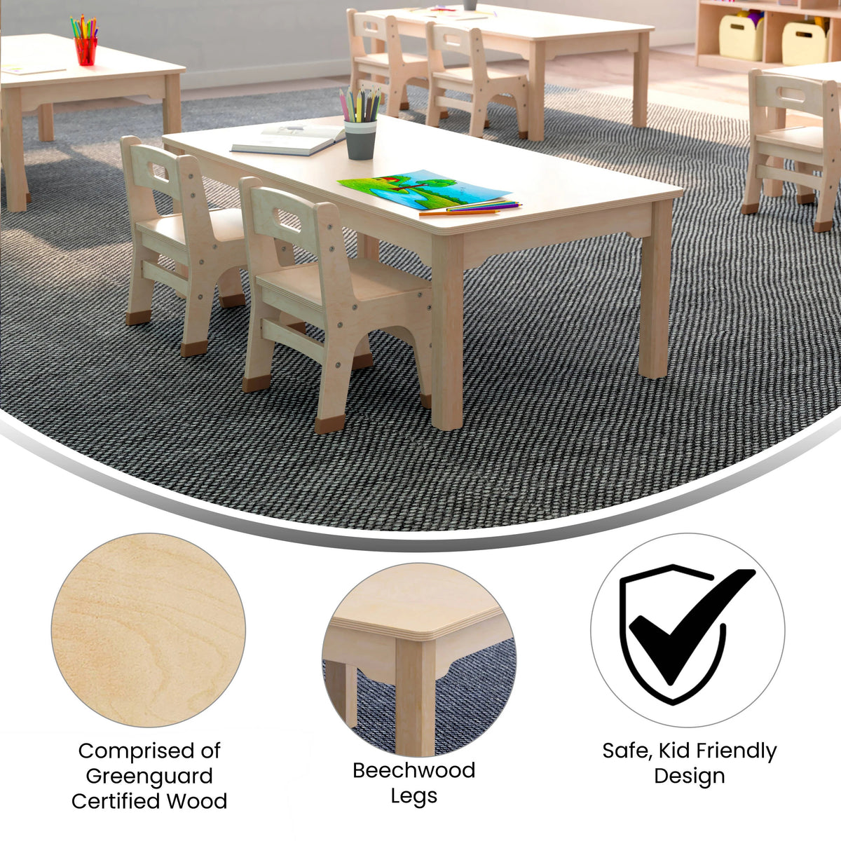 Flash Furniture Bright Beginnings Wood Activity Table, 23 1/2" x 47 1/4", Brown - photo 3