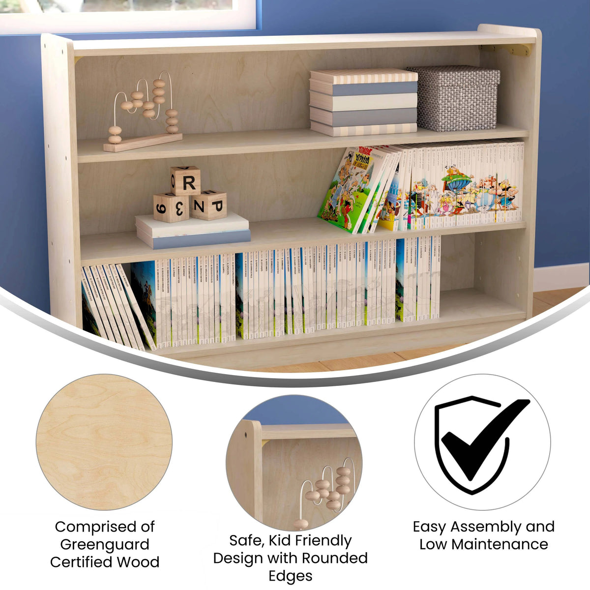 Flash Furniture MK-ME088029-GG Bright Beginnings Wood Storage Unit, 47 1/4" Wide, Beige - photo 3