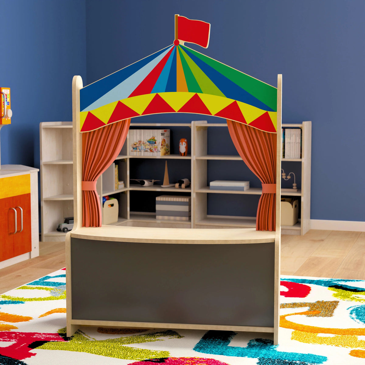 Flash Furniture MK-ME19202-GG Bright Beginnings Wood Puppet Theater, 31" Wide, Multicolor - photo 2