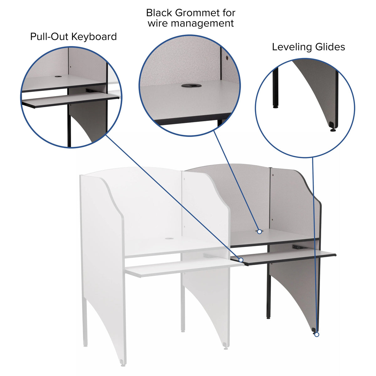 Flash Furniture MT-M6202 Laminate Carrel, 31 15/16" Wide - photo 3
