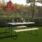 Flash Furniture RB-EBB-1470FD-WH-GG Picnic Table, 58 1/4" x 53 3/4", White - photo 2