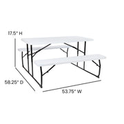 Flash Furniture RB-EBB-1470FD-WH-GG Picnic Table, 58 1/4" x 53 3/4", White - photo 4