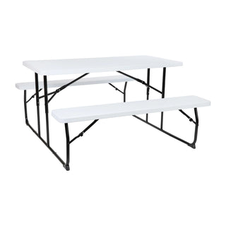 Flash Furniture RB-EBB-1470FD-WH-GG Picnic Table, 58 1/4" x 53 3/4", White - Default Title
