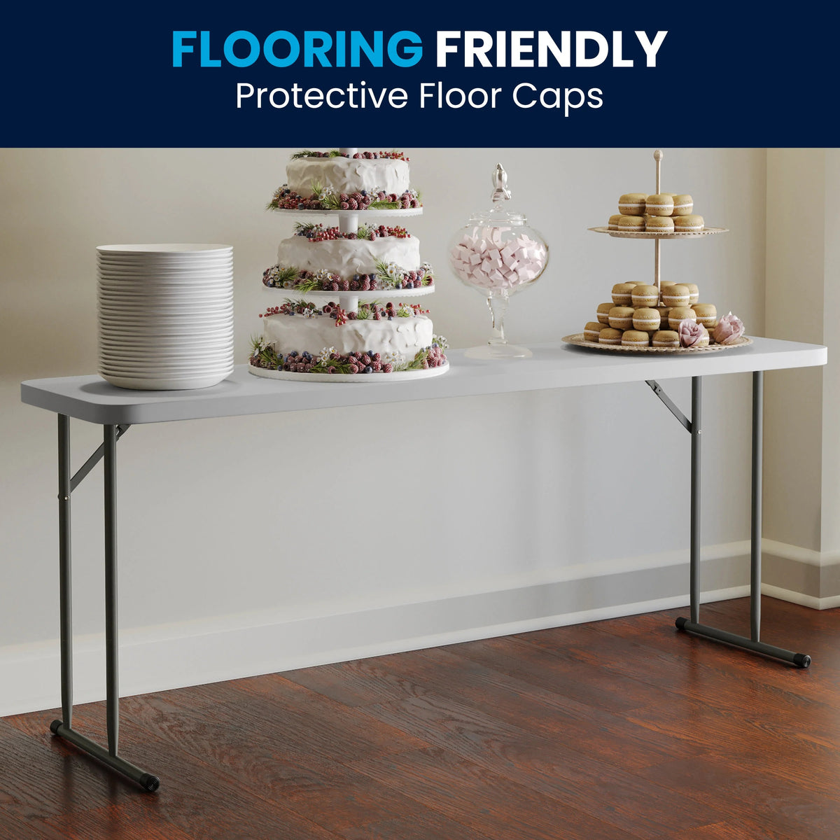 Flash Furniture Folding Table, 18" Wide, White - photo 4