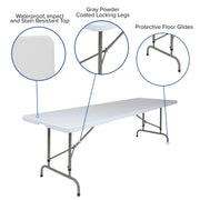Flash Furniture RB-3096ADJ-GG Folding Table, 29" x 96", White - photo 3