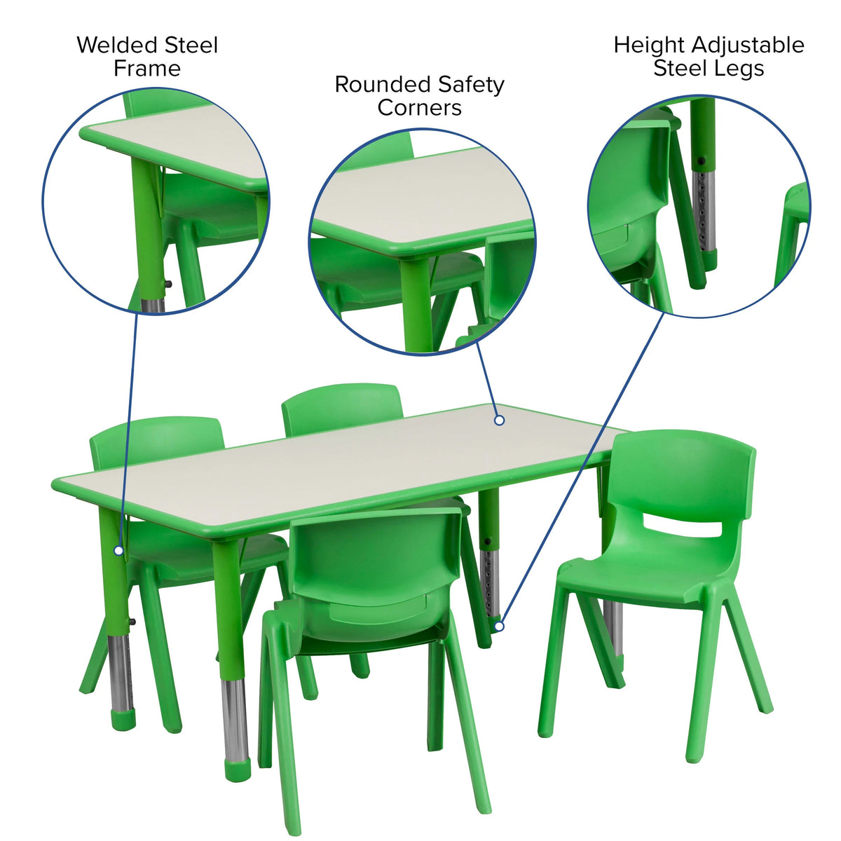 Flash Furniture YU-YCY-060-0034-RECT-TBL Plastic Table, 23 5/8" x 47 1/4" - photo 3