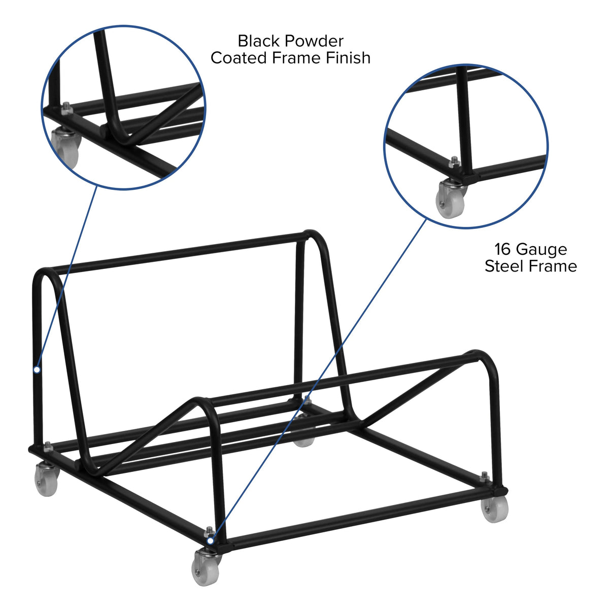 Flash Furniture RUT-188-DOLLY-GG Steel Chair Dolly, 22" x 29 3/4", Black - photo 3