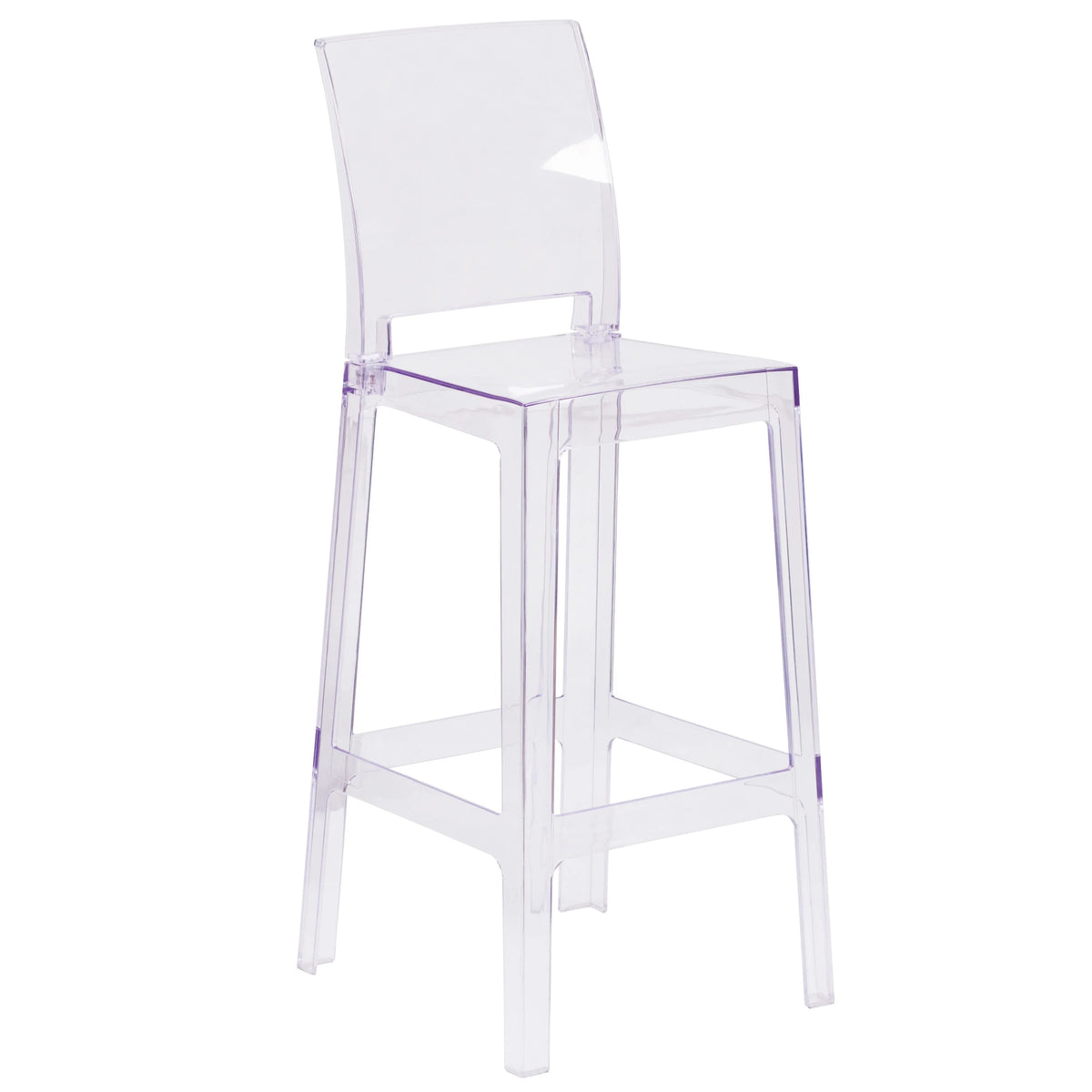 Flash Furniture Bar Stool, 17" Wide, Clear - 44 3/4"
