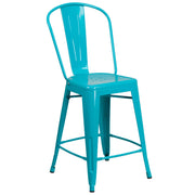 Flash Furniture Stool, 17 3/4" Wide - Crystal Teal Blue