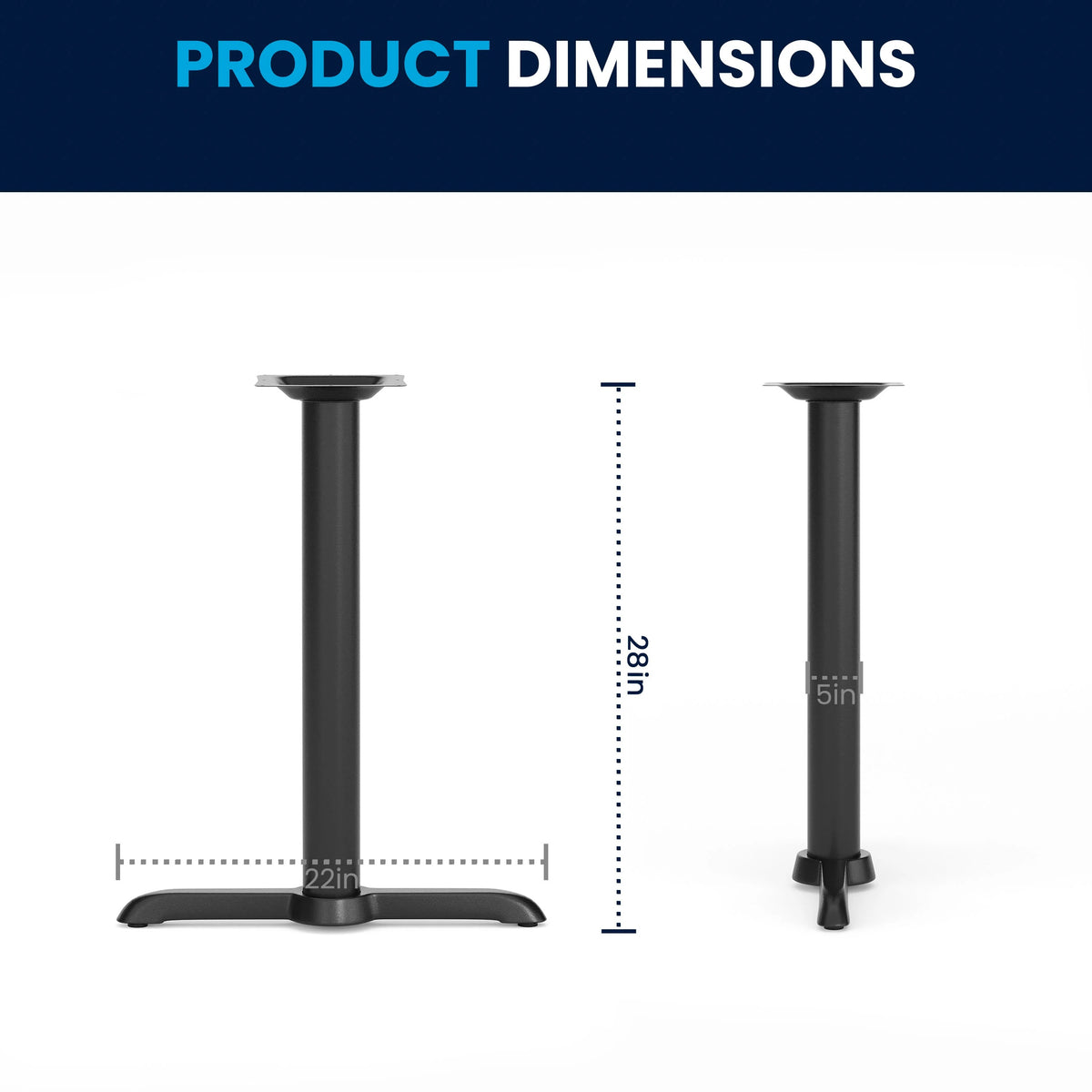 Flash Furniture XU-T0522 Cast Iron Table Base, 5" x 22", Black - photo 2