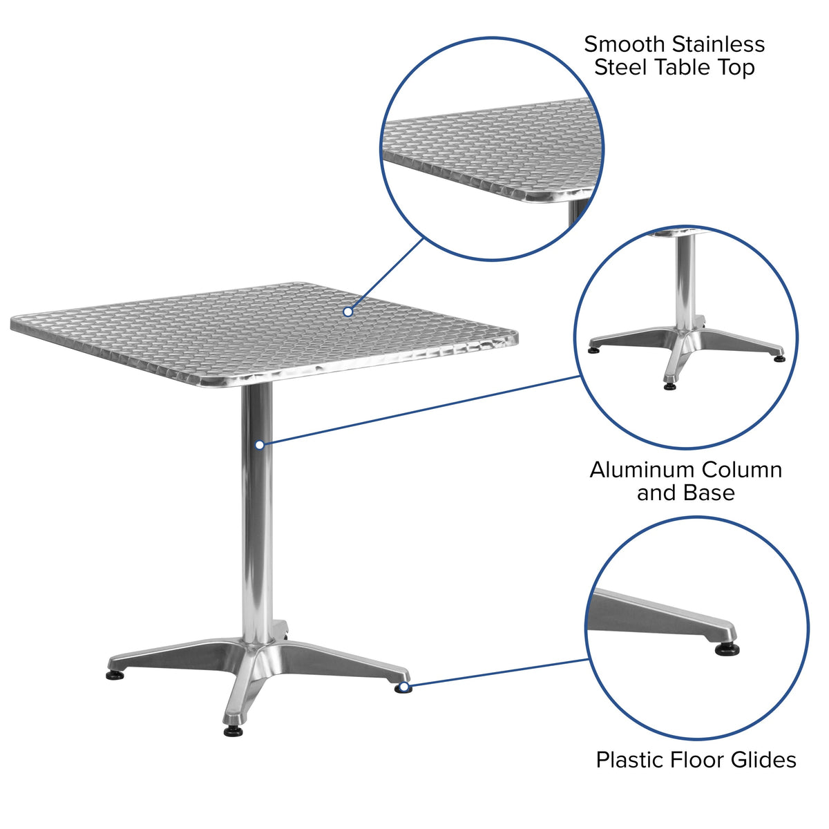 Flash Furniture TLH-053-2-GG Table, 27 1/2" Wide, Silver - photo 6