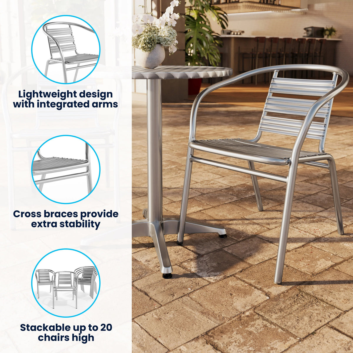 Flash Furniture TLH-1-GG Outdoor Restaurant Chair, 22" Wide - photo 3