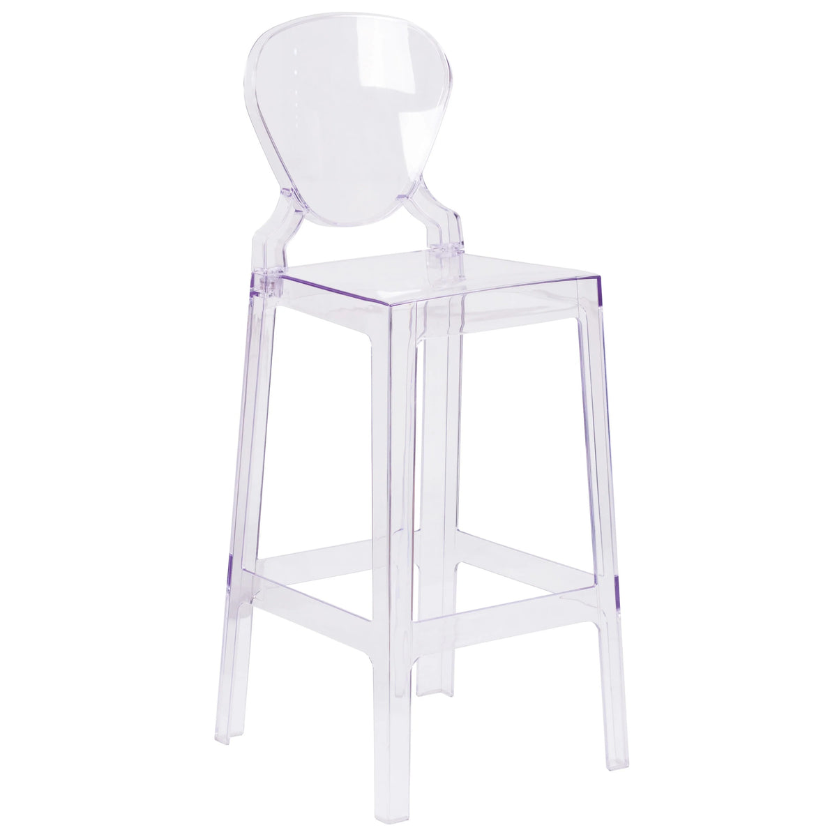 Flash Furniture Bar Stool, 17" Wide, Clear - 43 3/4"