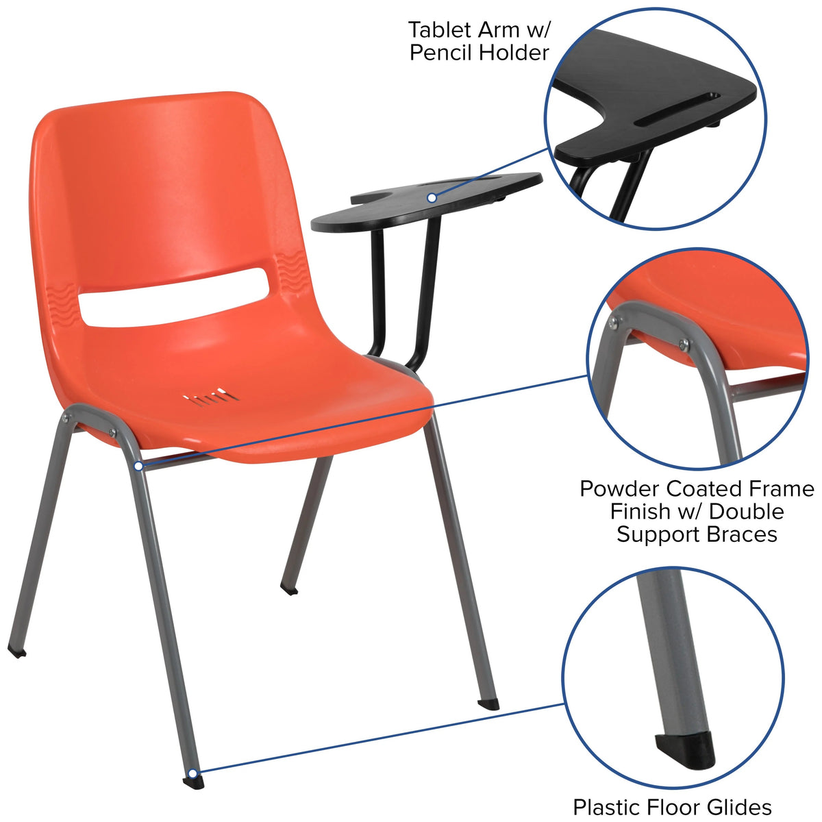 Flash Furniture RUT-EO1-WH-LTAB-GG Plastic Chair, 21" Wide - photo 7
