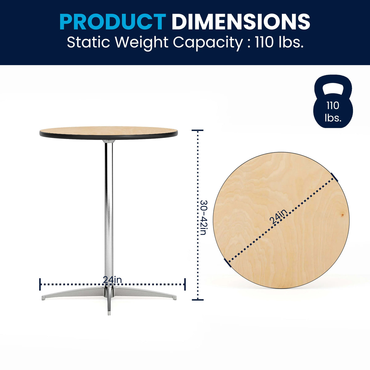 Flash Furniture Cocktail Table, 30 - 42" High, Beige - photo 2