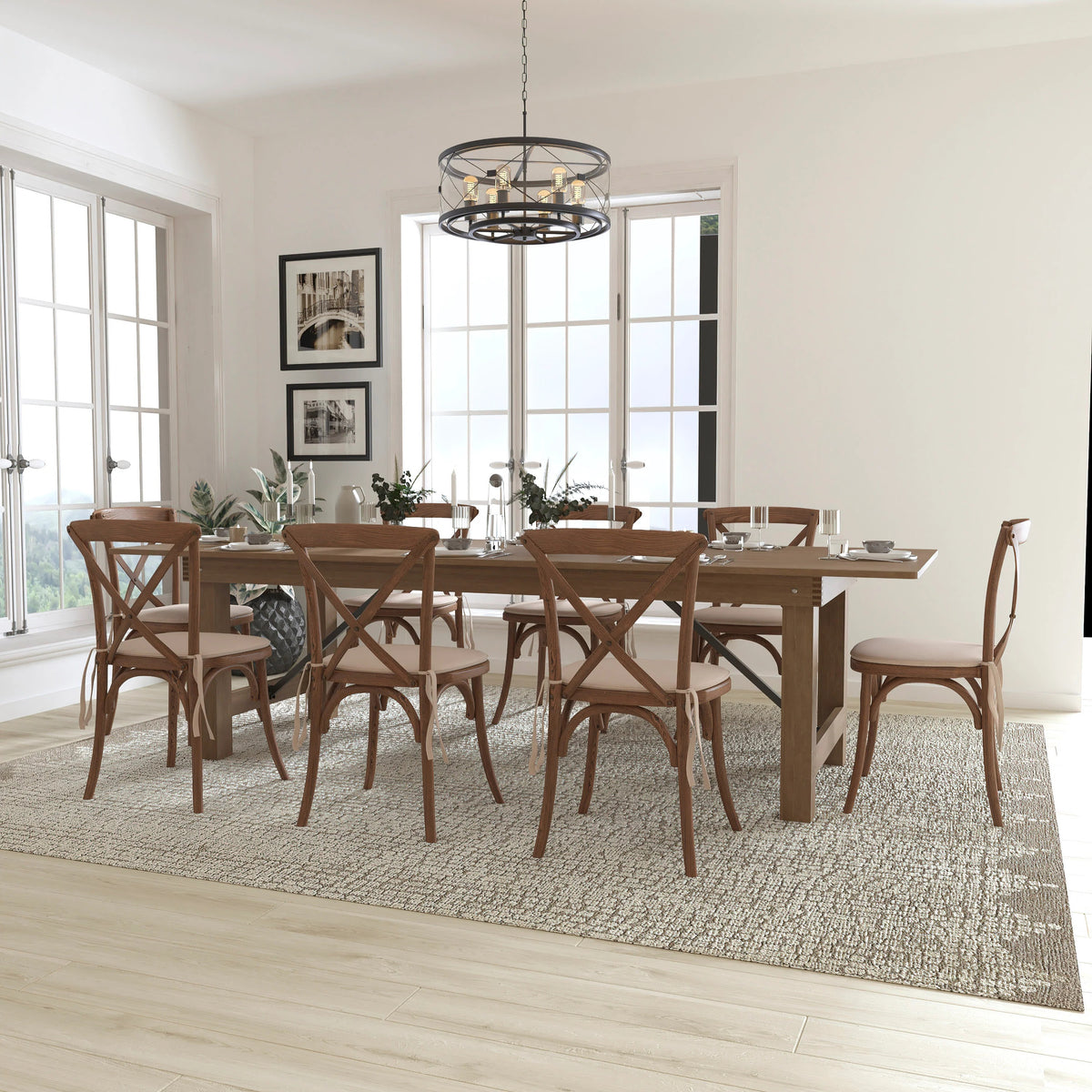 Flash Furniture XA-FARM Table, 40" x 108", Brown - photo 2