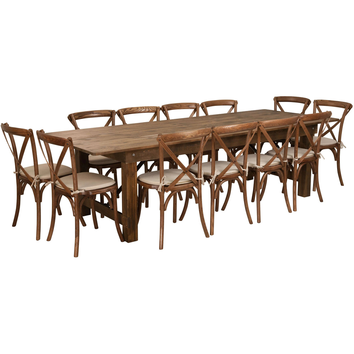 Flash Furniture XA-FARM Table, 40" x 108", Brown - 12