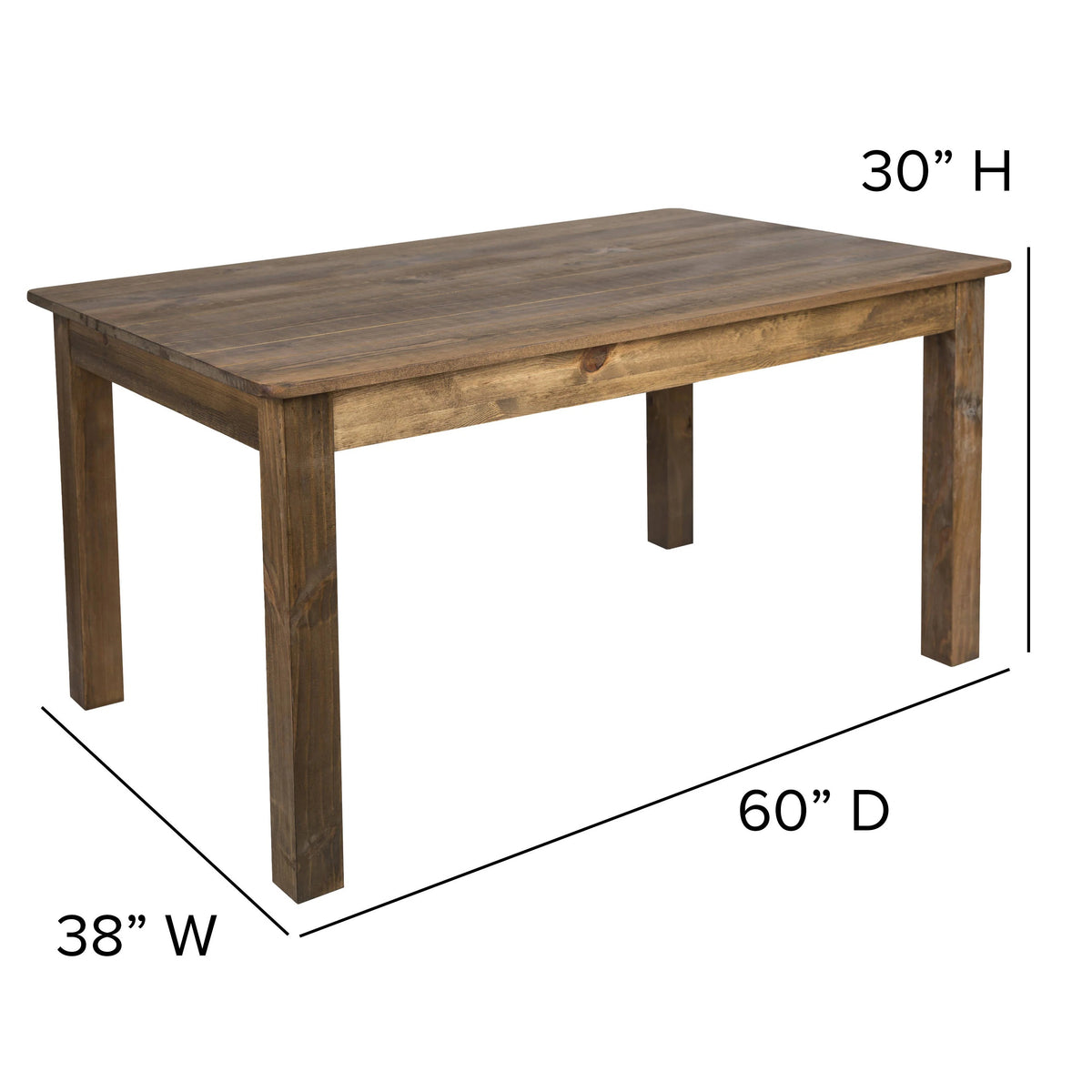 Flash Furniture XA-FARM-19-GG Table, 38" x 60", Brown - photo 5