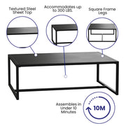 Flash Furniture XU-T6R60USO Steel Coffee Table, 32" x 45", Black - photo 2