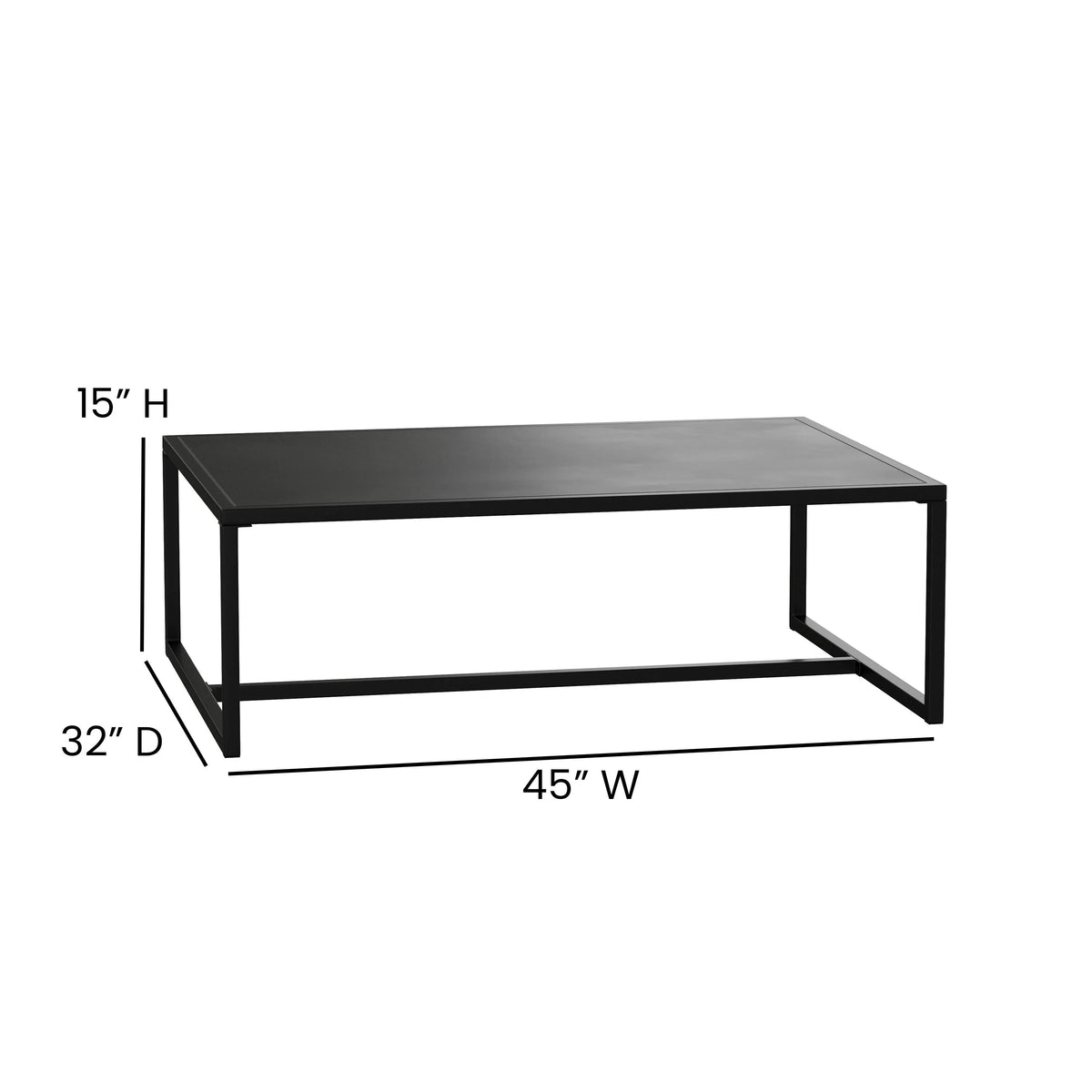 Flash Furniture XU-T6R60USO Steel Coffee Table, 32" x 45", Black - photo 3