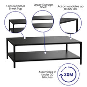 Flash Furniture XU-T6R60USO Steel Coffee Table, 32" x 45", Black - photo 8